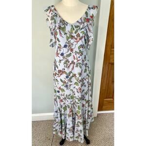 NWT Nanette Lepore Size 4 Midi Dress Blue Hummingbird Floral Fairy Coquette